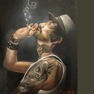 Beautiful portrait by Luigi Muto #LuigiMuto #painting #art #tattooedmodel