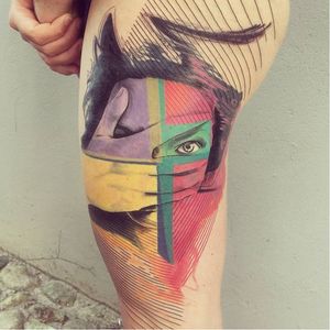 Bold graphic tattoo by Mich Beck #MichBeck #graphic #artistic #face #color