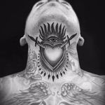 Sacred heart by Jimi May #JimiMay #blackandgrey #sacredheart #fire #eye #thirdeye #swords #heart #arrows #valentine #love #tattoooftheday