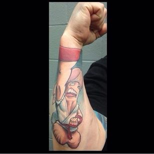 Tatuaje de luchador de gallo de Schwab #Schwab #cocktober #streetfighter #penis # cock # antebrazo