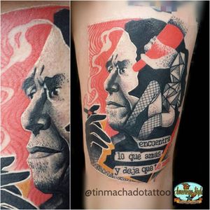 Bukowski tattoo by Tin Machado #TinMachado #graphic #bukowski #writer #smoke #cigaret