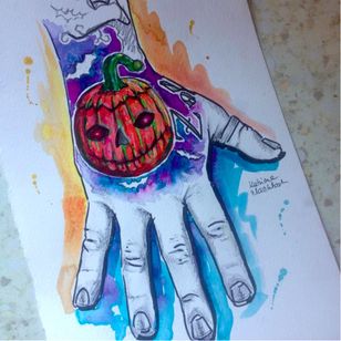 Arte de calabaza en acuarela por Katriona MacIntosh #KatrionaMacIntosh #pumpkin #watercolor #watercolor