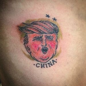 “China” –Trump, 2016 tattoo by Matt Egizi. #donaldtrump #election2016 #2016 #lol