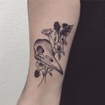 Bird skull tattoo by Vanessa (via nessaaa_ on Instagram). #dotwork #blackwork #floral #bird #skull #birdskull #dotshading #dotshade