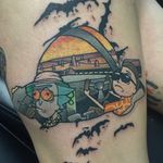Fear and Loathing meets Rick and Morty tattooo by Jayjoree #JayJoree #rickandmortytattoos #rickandmorty #adultswim #color #cartoon #newtraditional #ricksanchez #mortysmith #surreal #scifi #spaceship #ufo #fearandloathing #huntersthompson
