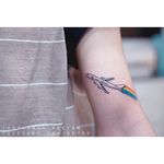 Rainbow tattoo by Seyoon Gim. #SeyoonGim #airplane #rainbow #love #positivity