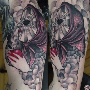 Black and red semi-abstract tattoo by Łukasz Sokołowski. #LukaszSokolowski #semiabstract #blackandred #abstract #graphic #conceptual #snowwhite