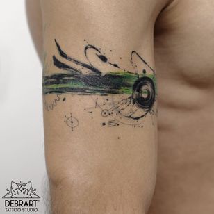 Tatuaje de acuarela de Deborah Genchi #DeborahGenchi #debrartist #watercolortattoos #color #painterly #watercolor #abstract #splatter #shapes #fineline