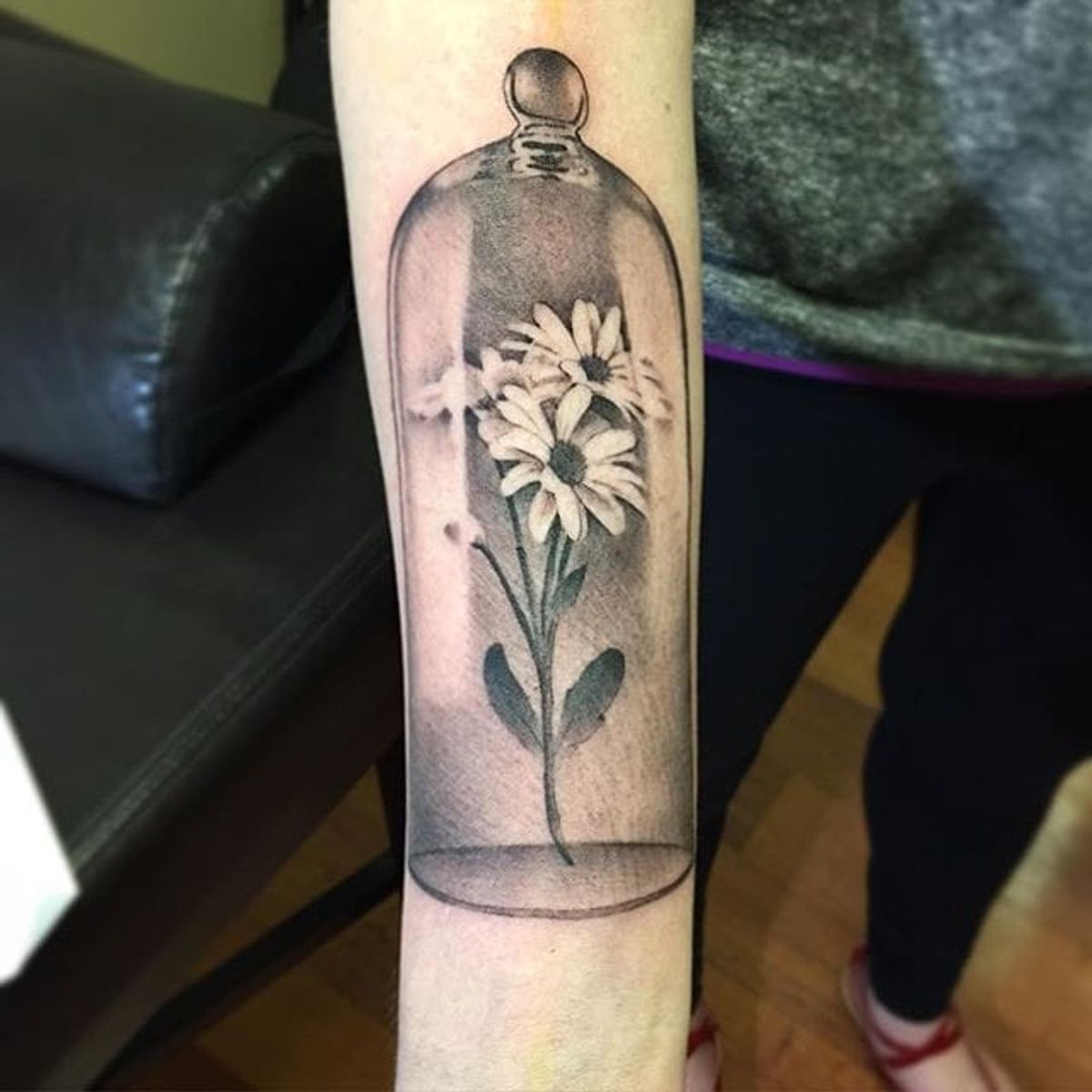 Tattoo uploaded by Stacie Mayer • Flower and glass dome tattoo by