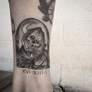 Death Tattoo por Alexis Kaufman #death #blackwork #blckwrk #blackink #blacktattoos #blackworkartist #AlexisKaufman