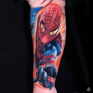 Spiderman tattoo by Luka Lajoie. #Spiderman #marvel #comic #superhero #movie #film #LukaLajoie