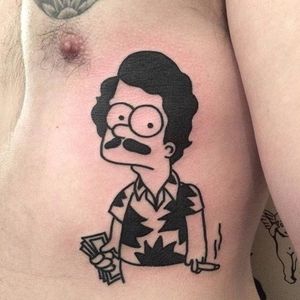 Tattoo uploaded by Joe • Pablo Escobart. Via Instagram @dicky1981 #Dicky  #TheSimpsons #SimpsonsTattoo #Simpsons #Funny #Bart #PabloEscobar • Tattoodo