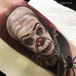 Pennywise by Matthew Murray (via IG—blackveiltattoo) #Pennywise #clown #It #horror #classichorror #color #realism #MatthewMurray #halloween