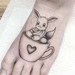 Dotwork Eeevee tattoo by Michelle Fitz-Gerald. #pokemon #eevee #cute #critter #anime #videogames #kawaii #dotwork