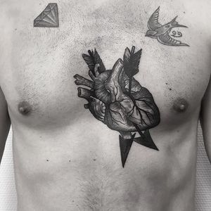 Heart Tattoo by Johannes Folke #heart #blackworkheart #blackwork #blackink #illustrative #JohannesFolke