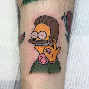 Ned Flanders Tattoo by @ngxtattoo #NedFlanders #theSimpsons #SimpsonsTattoos #Simpsons