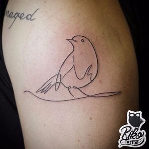 Single line bird tattoo by Riko #singleline #Riko #linework #minimalistic #abstract #bird