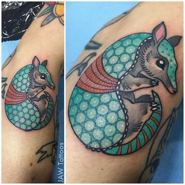 My tenderhearted ugly armadillo tattoo  design drawn by me and right on  top as she should be  rDrDog