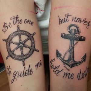 Matching nautical themed tattoos traditional and beautiful #siblingtattoo #brother #sister #anchor #nautical #matchingtattoos