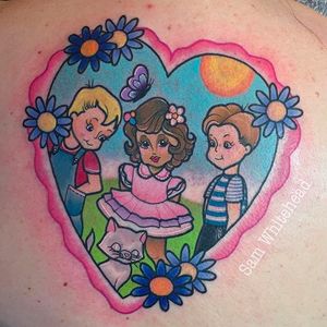 Friends Tattoo by Sam Whitehead @Samwhiteheadtattoos #Samwhiteheadtattoos #Colorful #Girly #Girlytattoo #Neotraditional  #Blindeyetattoocompany #Leeds #UK