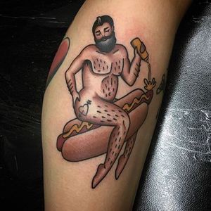 Big Boy Riding a Wiener by Moira Ramone (via IG-moira.ramone) #BIGBOYPINUPS #hotdog #fastfood #wiener #mustard #food #nude #MoiraRamone