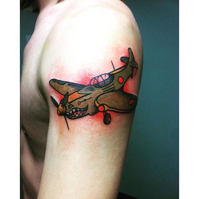 tattoo, watercolor airplane - OpenDream