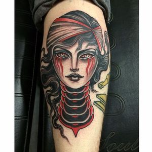 Wouldn't mess with this snake babe by @chelsearhea #ChelseaRhea #ladyhead #traditional