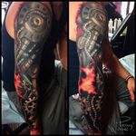 Killer biomechanical sleeve. Tattoo by Pony Wave, photo from ponywave.com #PonyWave #model #tattooedlady #illustrator #singer #LAtattooer #vegan #sullenartcollective #sullenangel #biomechanical