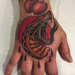 Snake Head Tattoo by Marco Varchetta #snakehead #snakeheadtattoo #traditional #traditionaltattoo #oldschool #boldwillhold #italiantattooartist #MarcoVarchetta