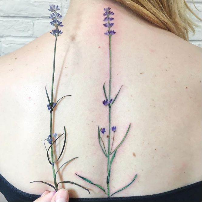 Monochrome lavender tattoo  Tattoogridnet