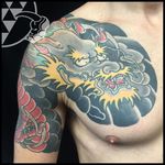Healed Japanese dragon tattoo by Rhys Gordon. #japanese #traditionaljapanese #dragon #RhysGordon
