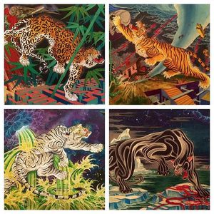 A collage of Timothy Hoyer's (IG—timothyhoyer) badass big cat paintings. #fineart #intense #painting #TimothyHoyer