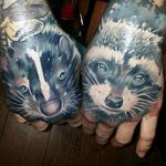 Skunk and Raccoon Tattoo by Manuel Woodpecker #Skunk #SkunkTattoo #AnimalTattoo #WildlifeTattoos #ManuelWoodpecker