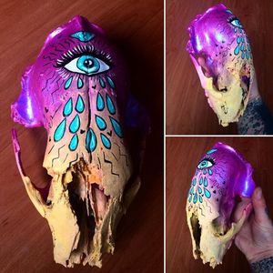 Painted coyote skull tattoo by Helena Darling #HelenaDarling #art #paint #coyote #skull #animalskull
