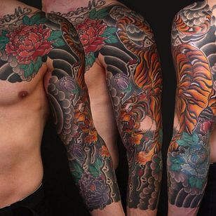 Tatuaje de tigre por Damien Rodriguez #Japanesetattoo #Japanese #AsianTattoos #DamienRodriguez
