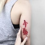 Little fish tattoo by Nastyafox #Nastyafox #watercolortattoos #color #watercolor #painterly #fish #betafish #oceanlife #nature #animal #koi
