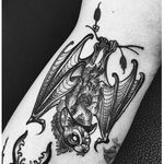 Blackwork bat tattoo, done at Red Moon Tattoo. #bat #blackwork #horror #dark #dotwork
