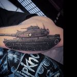 Black and grey tank tattoo by Greg Heinz #tank #tanktattoo #GregHeinz #blackandgrey #realistic