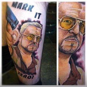 Walter Sobchak, one of the movies Big Lebowski tattoos, artist unknown #WalterSobchak #BigLebowski #TheBigLebowski #MovieTattoos #FilmTattoos
