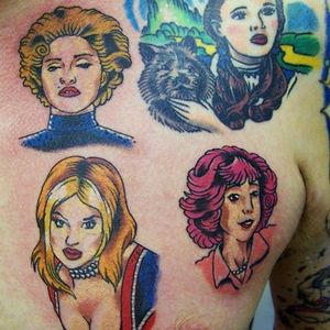Pop star tattoos (spot Ginger spice!) on @purplepieman78 #popstartattoos #gingerspice #gerihaliwell #spicegirlstattoo #spicegirls