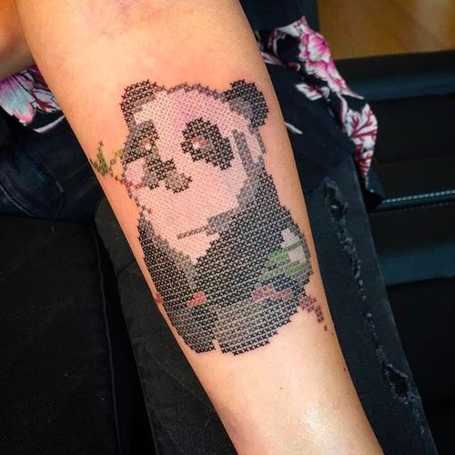 Cute Panda Tattoo by Eva #stitch #crossstitch #style #eva #panda