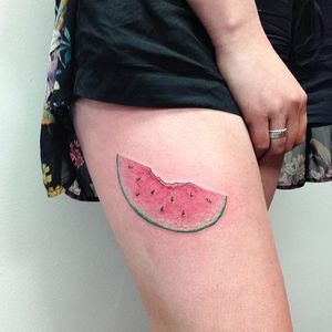 Watermelon tattoo by Michael George Pecherle. #watermelon #fruit #tropical #melon #juicy #traditional #summer