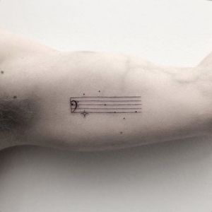 Subtle musical note constellation tattoo by Mongo. #star #stars #constellation #musicalnote #musical #music #subtle