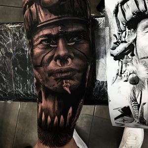 Tribesman via instagram da_ink #tribesman #native #blackandgray #portrait #realism #daink #drewapicture
