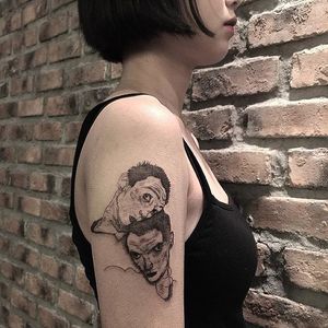 Dotwork tattoo by Kim HeyMin. #KimHeyMin #dotwork #fine #pointillism #men