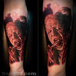 Bram Stoker's ‘Dracula’ tattoo by Ron Russo. #RonRusso #colorrealism #horror #gruesome #bloody #macabre #bramstoker #dracula #classic