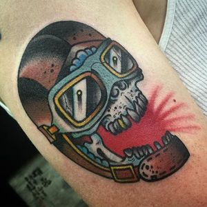 Pilot Skull Tattoo by Dave Borjes #pilotskull #skull #traditional #DaveBorjes