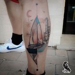 Yacht tattoo by Matteo Cascetti. #MatteoCascetti #sketch #contemporarytattooart #avantgarde #yacht