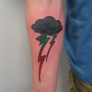 Cute and simple Storm Cloud Tattoo on forearm #Lightning #LightningBolt #Storm #Cloud #Neotraditional