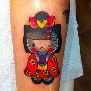 Geisha Hello kitty tattoo by @roxyryder #roxyryder #hellokitty #geisha #Alchemytattoostudio #UK